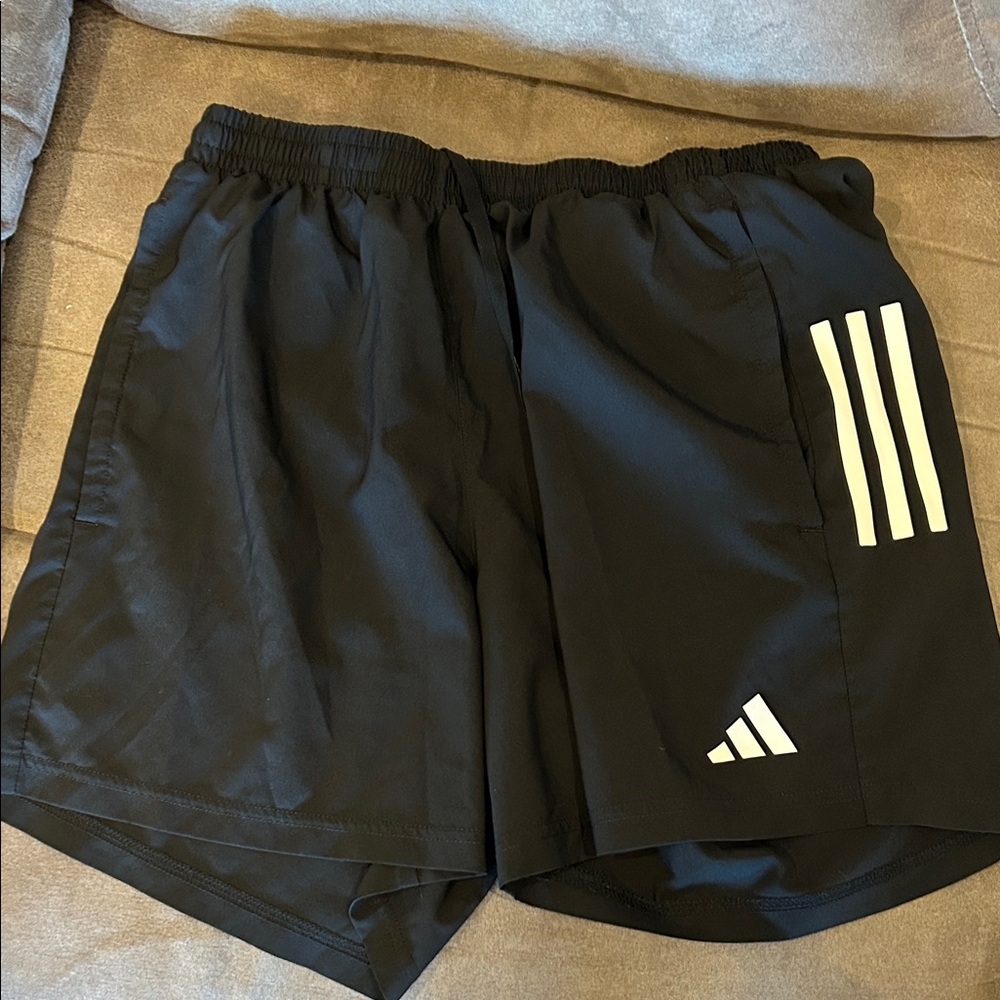 Adidas Men's Black Shorts with White Stripes
